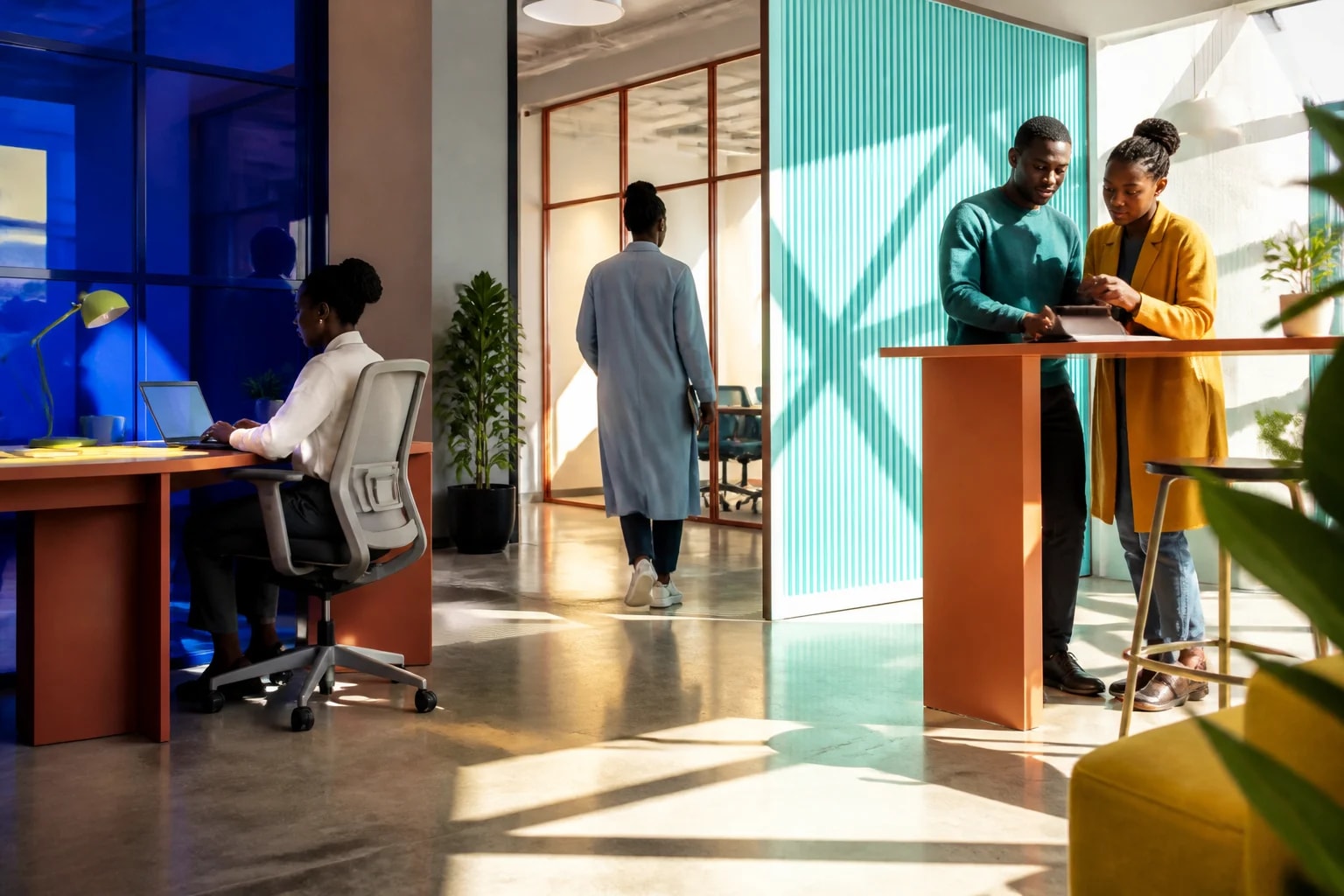 Professionals working together in a flexible Nairobi workspace